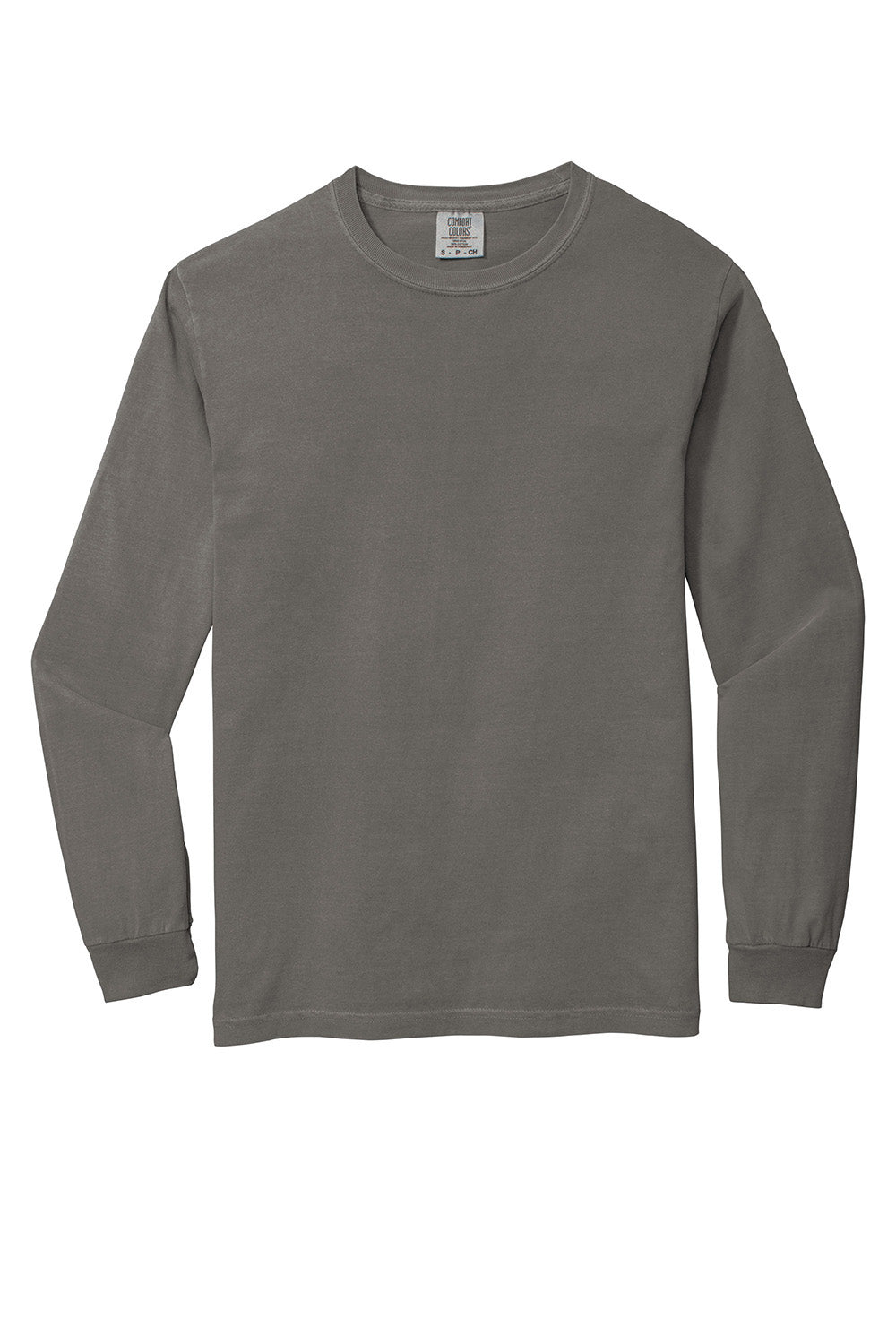 Comfort Colors 6014/C6014 Mens Long Sleeve Crewneck T-Shirt Grey Flat Front