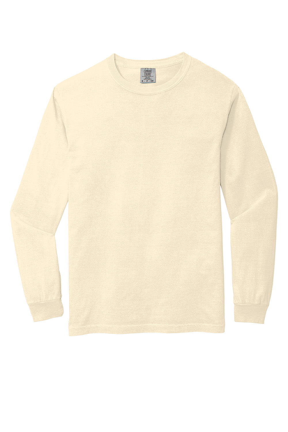 Comfort Colors 6014/C6014 Mens Long Sleeve Crewneck T-Shirt Ivory Flat Front