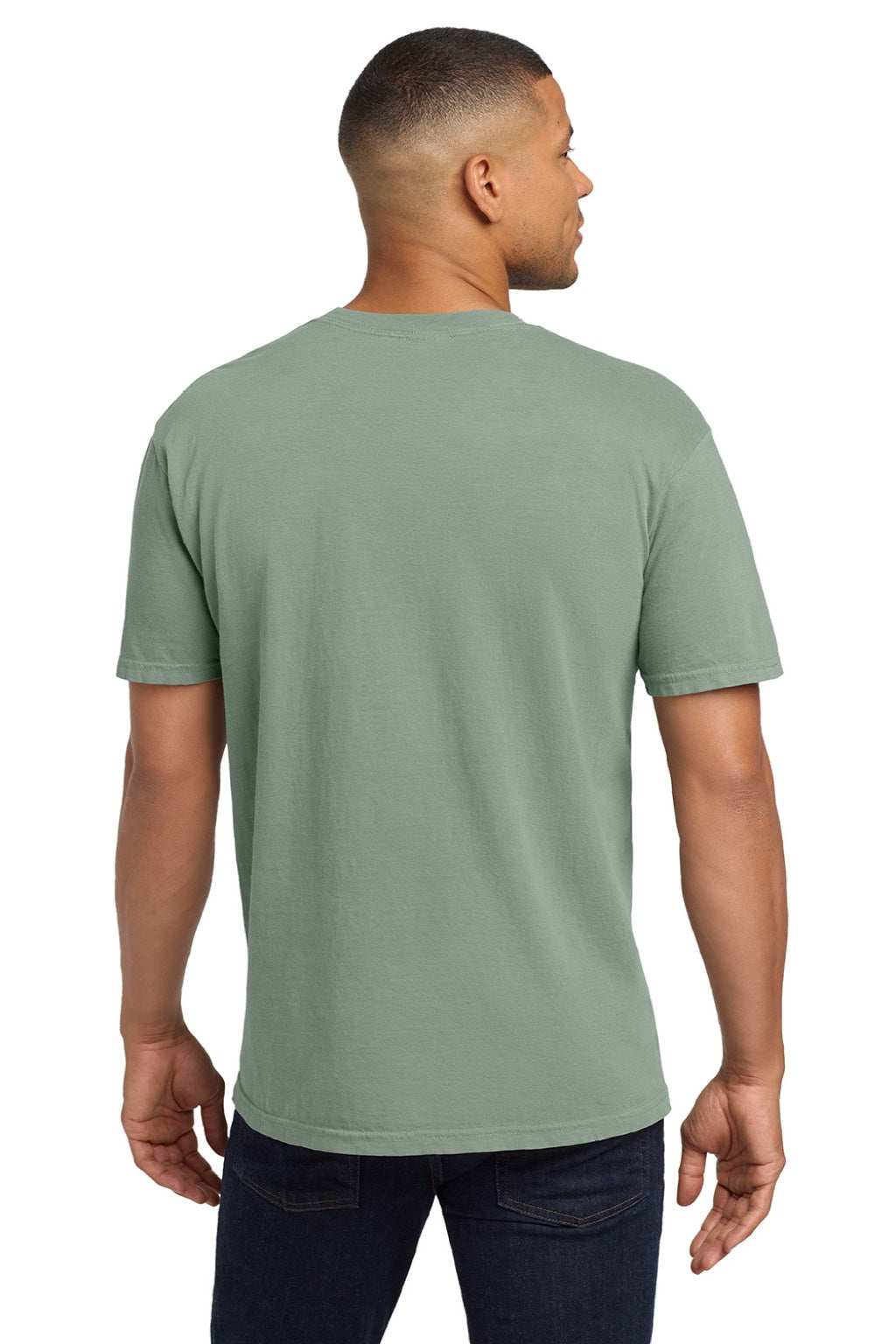 Comfort Colors 6030 Mens Short Sleeve Crewneck T-Shirt w/ Pocket Bay Green Model Back