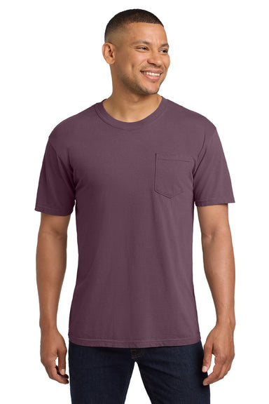 Comfort Colors 6030 Mens Short Sleeve Crewneck T-Shirt w/ Pocket Berry Model Front
