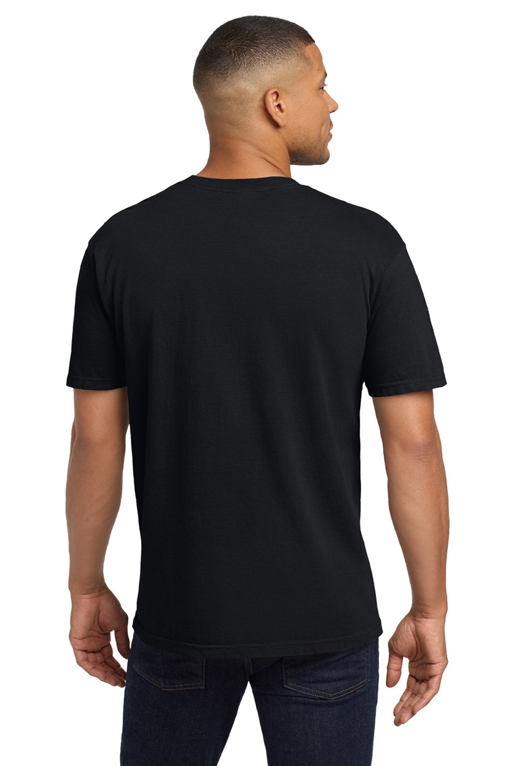 Comfort Colors 6030 Mens Short Sleeve Crewneck T-Shirt w/ Pocket Black Model Back