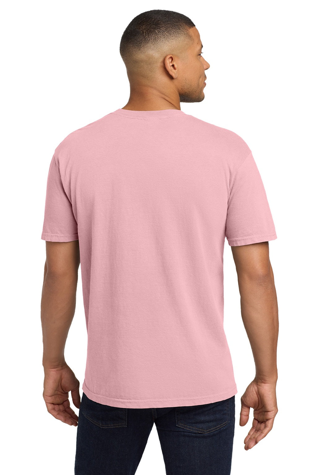 Comfort Colors 6030 Mens Short Sleeve Crewneck T-Shirt w/ Pocket Blossom Pink Model Back