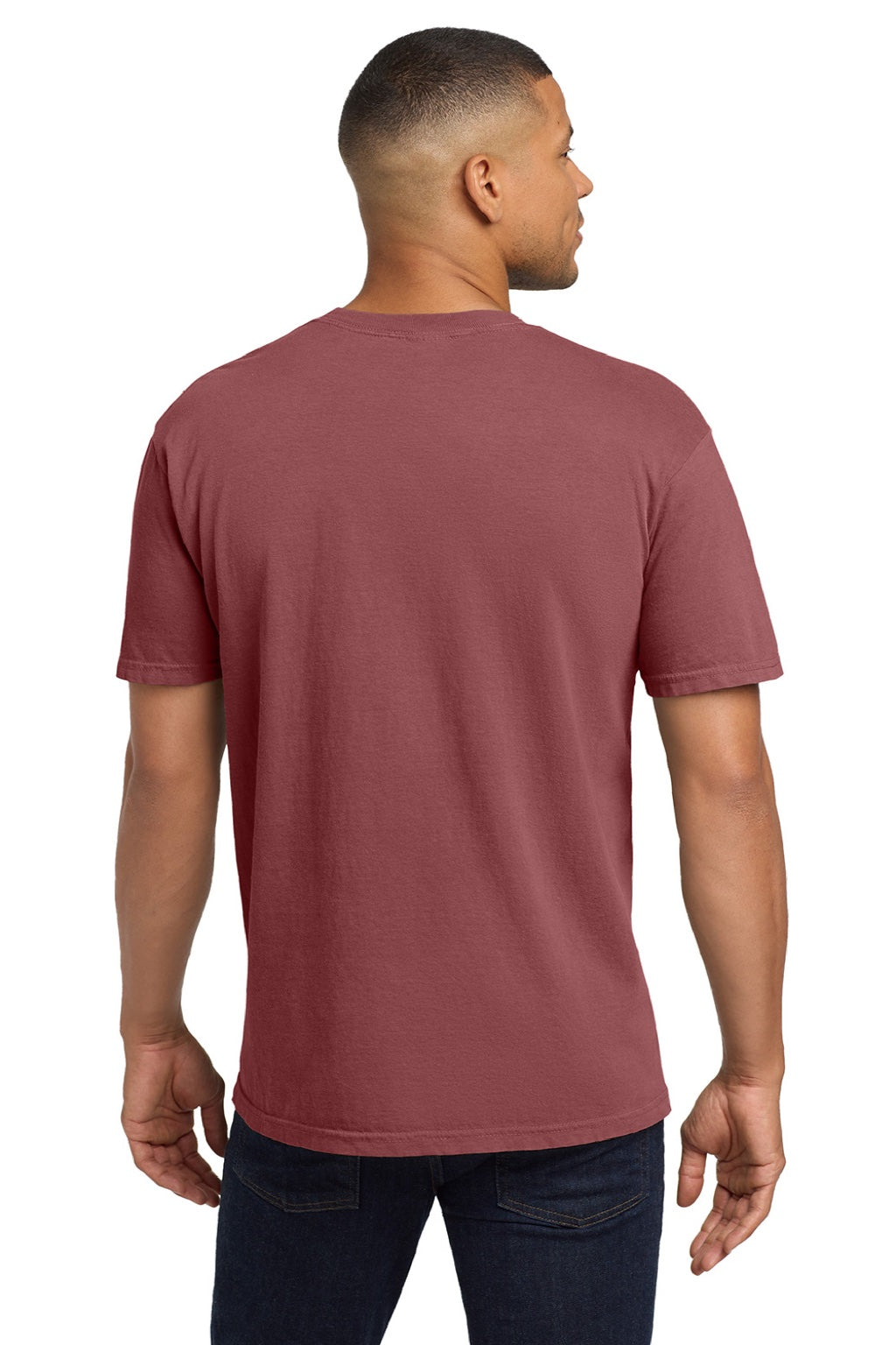 Comfort Colors 6030 Mens Short Sleeve Crewneck T-Shirt w/ Pocket Brick Red Model Back