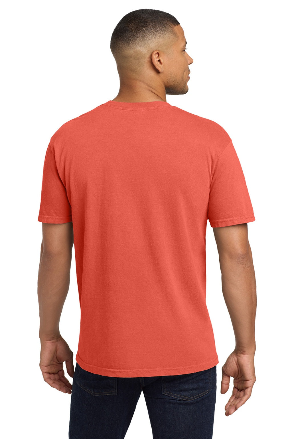 Comfort Colors 6030 Mens Short Sleeve Crewneck T-Shirt w/ Pocket Bright Salmon Model Back