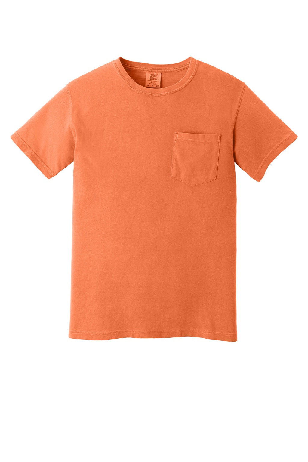 Comfort Colors 6030 Mens Short Sleeve Crewneck T-Shirt w/ Pocket Burnt Orange Flat Front