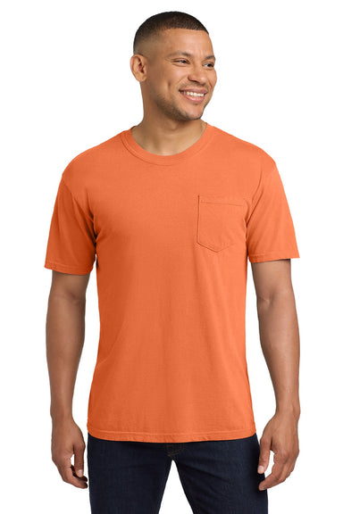 Comfort Colors 6030 Mens Short Sleeve Crewneck T-Shirt w/ Pocket Burnt Orange Model Front