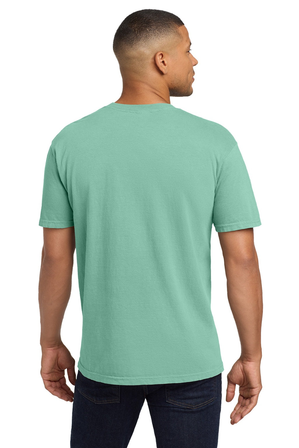 Comfort Colors 6030 Mens Short Sleeve Crewneck T-Shirt w/ Pocket Chalky Mint Green Model Back