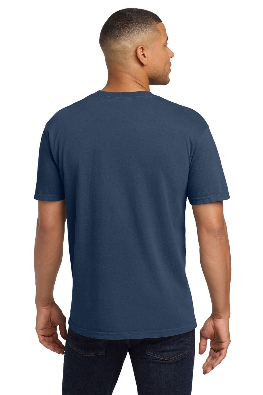 Comfort Colors 6030 Mens Short Sleeve Crewneck T-Shirt w/ Pocket China Blue Model Back