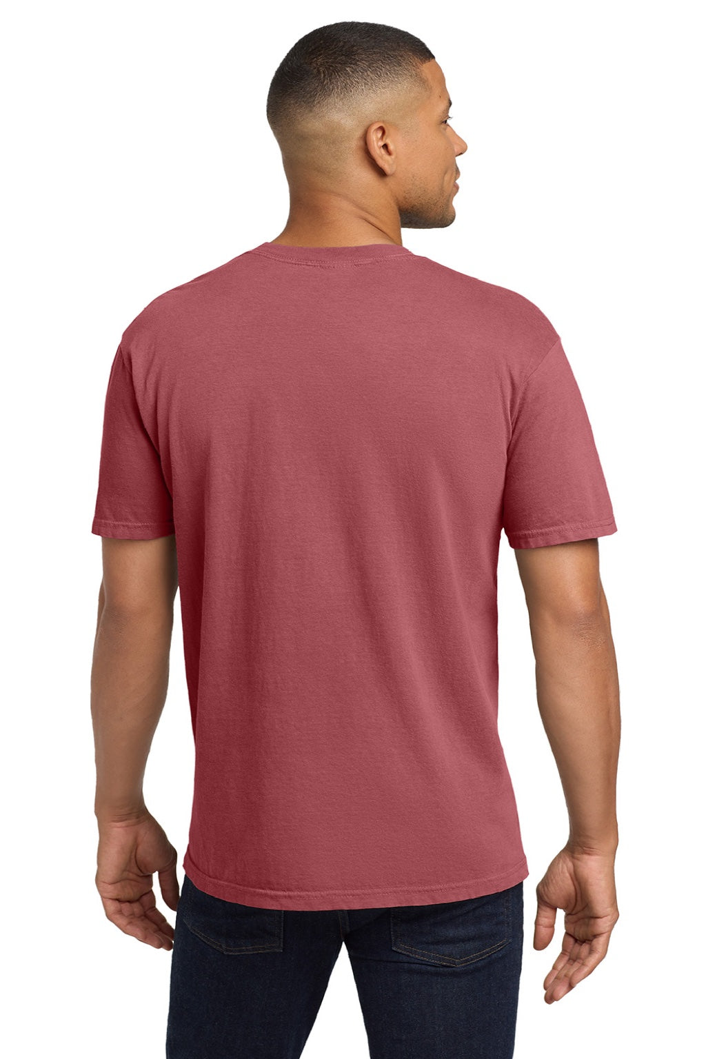Comfort Colors 6030 Mens Short Sleeve Crewneck T-Shirt w/ Pocket Crimson Red Model Back