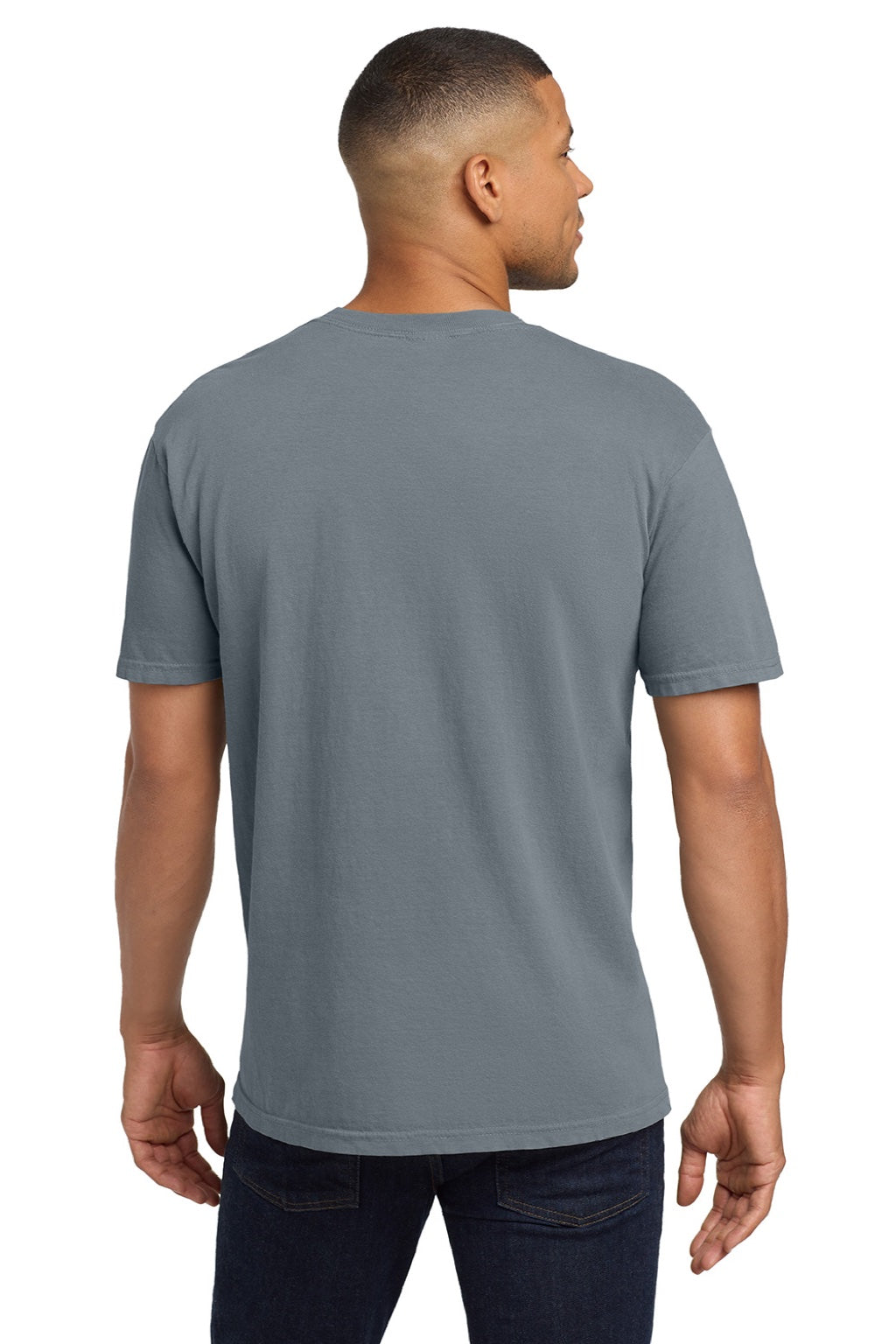 Comfort Colors 6030 Mens Short Sleeve Crewneck T-Shirt w/ Pocket Granite Grey Model Back