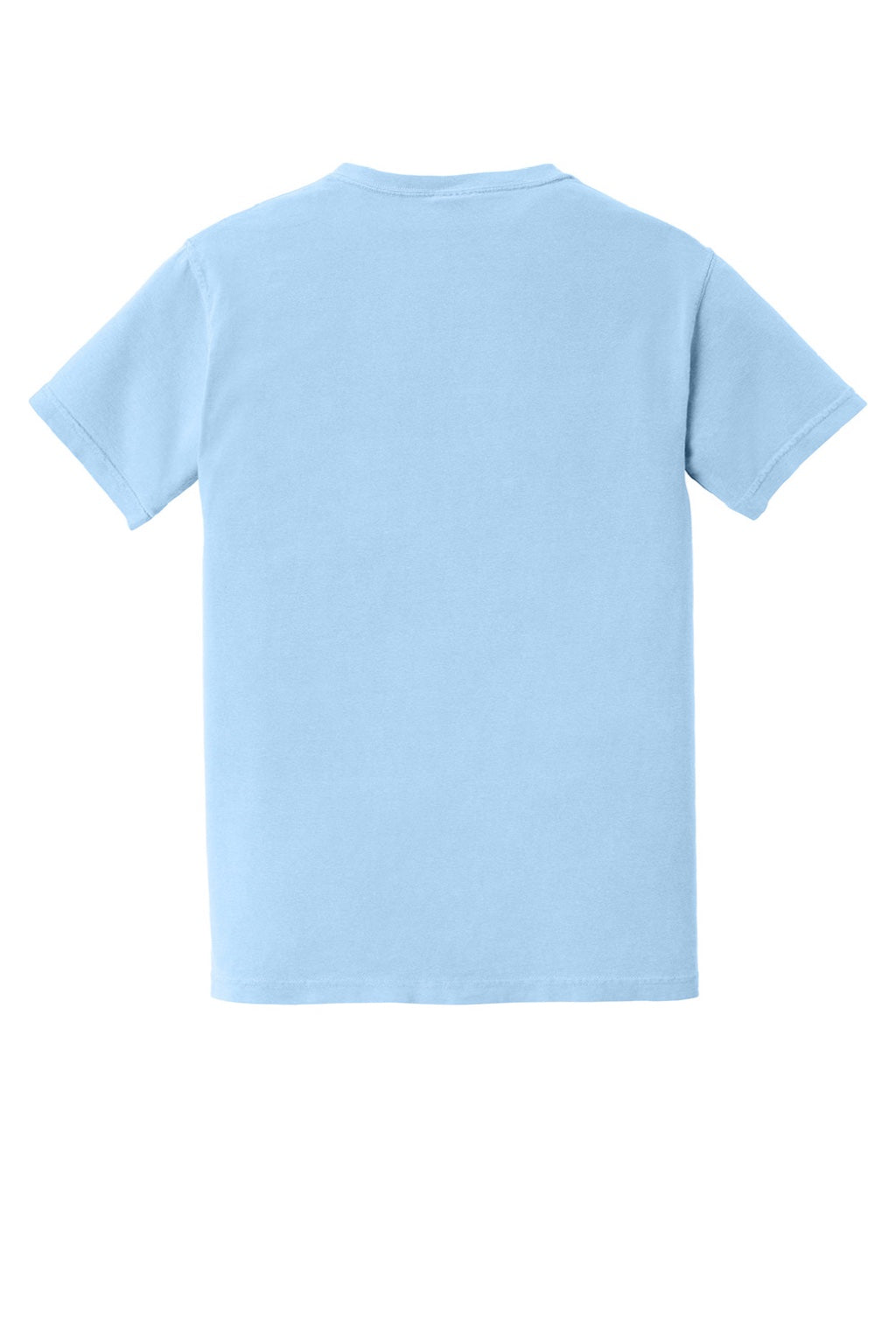 Comfort Colors 6030 Mens Short Sleeve Crewneck T-Shirt w/ Pocket Hydrangea Blue Flat Back
