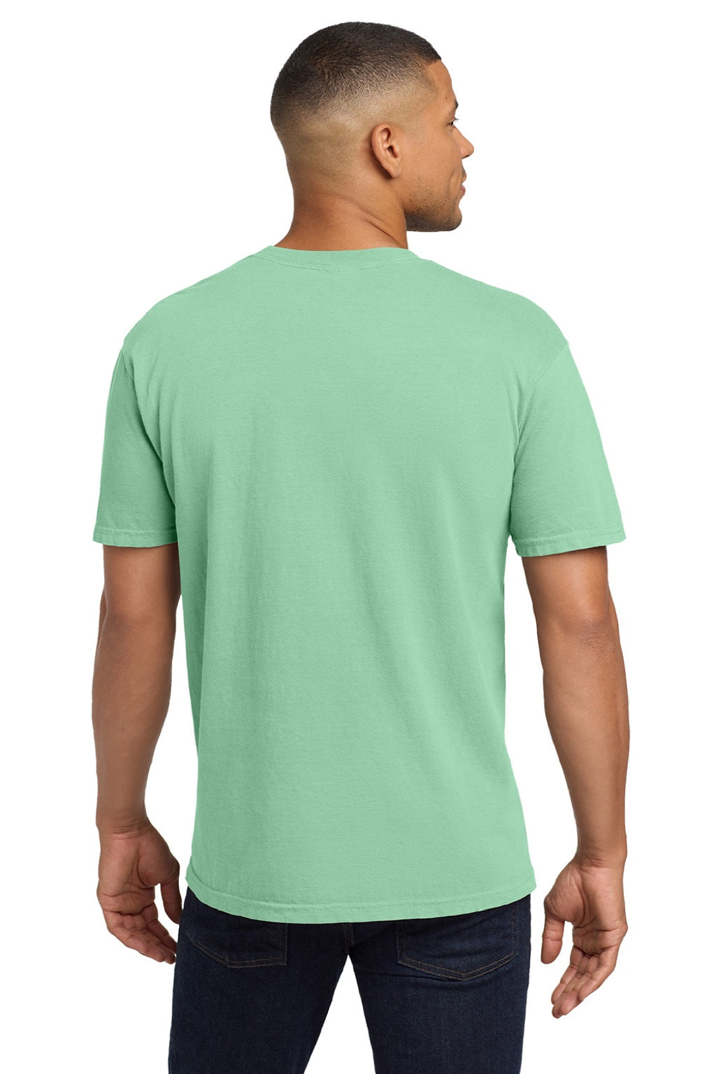 Comfort Colors 6030 Mens Short Sleeve Crewneck T-Shirt w/ Pocket Island Reef Green Model Back