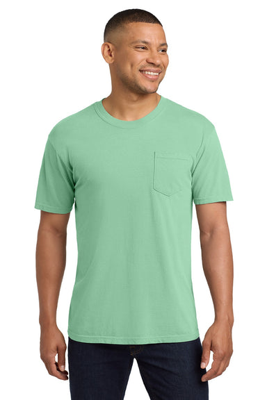 Comfort Colors 6030 Mens Short Sleeve Crewneck T-Shirt w/ Pocket Island Reef Green Model Front
