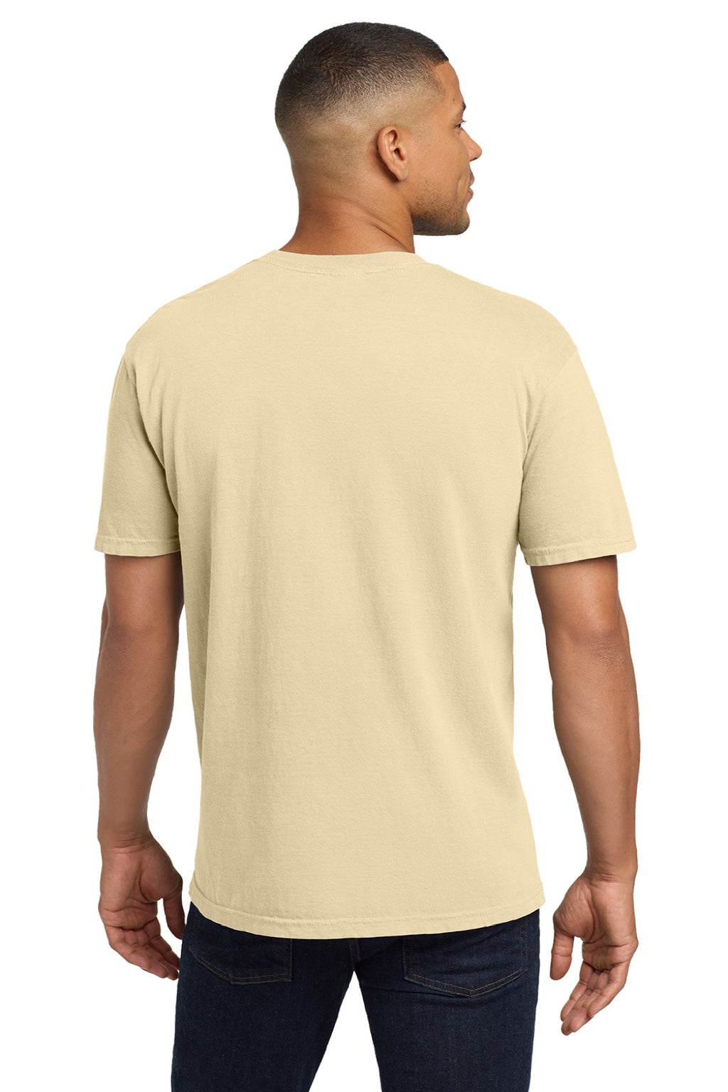 Comfort Colors 6030 Mens Short Sleeve Crewneck T-Shirt w/ Pocket Ivory Model Back