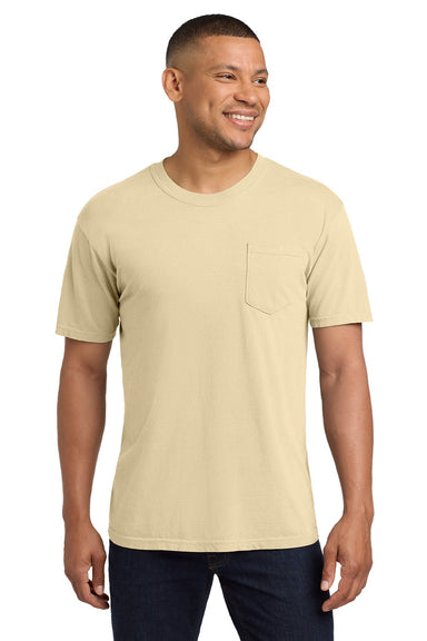 Comfort Colors 6030 Mens Short Sleeve Crewneck T-Shirt w/ Pocket Ivory Model Front