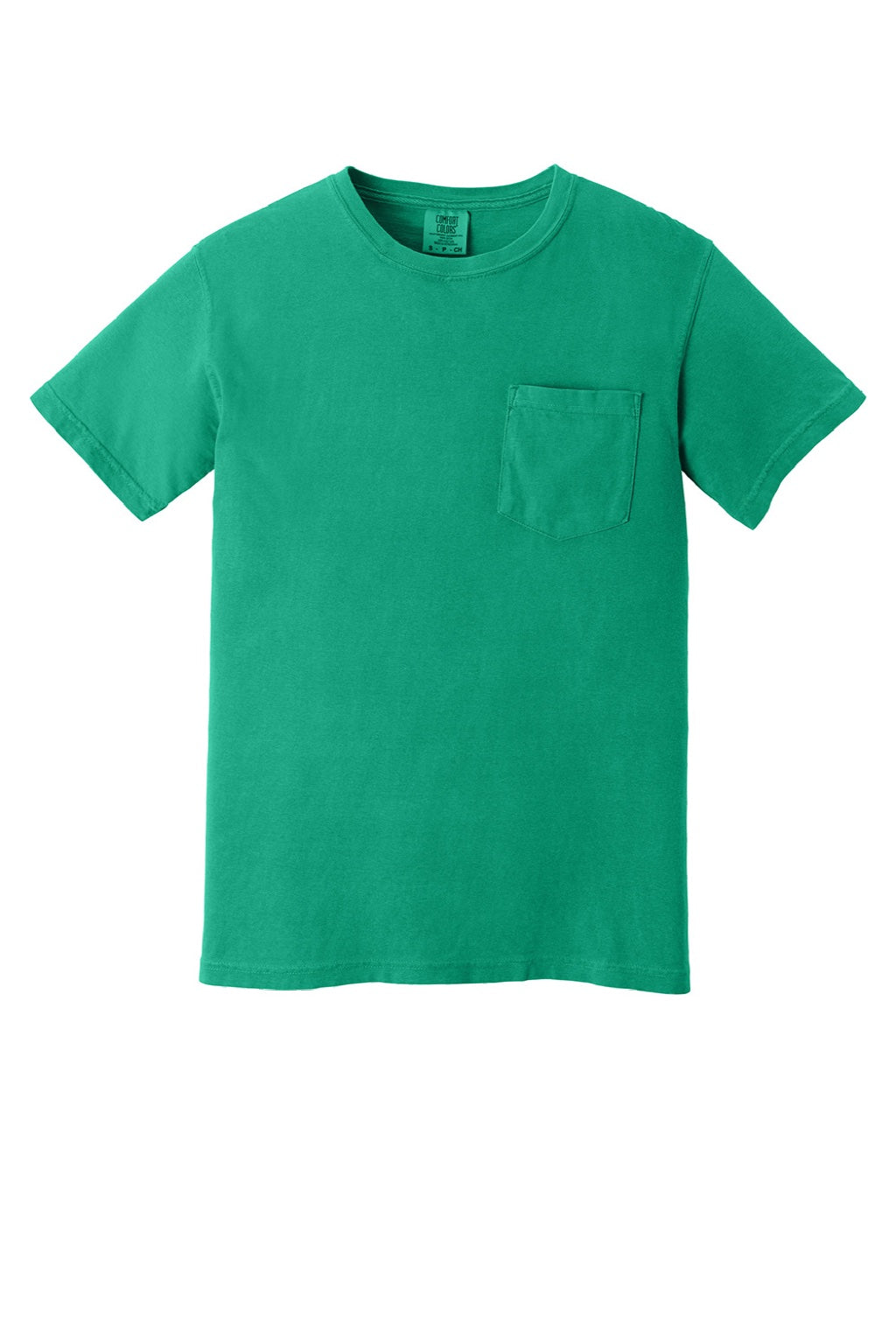 Comfort Colors 6030 Mens Short Sleeve Crewneck T-Shirt w/ Pocket Island Green Flat Front