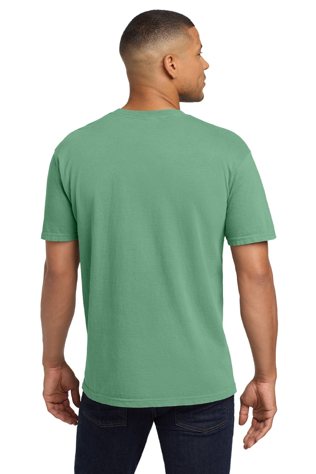 Comfort Colors 6030 Mens Short Sleeve Crewneck T-Shirt w/ Pocket Light Green Model Back