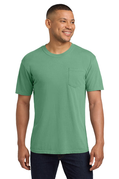 Comfort Colors 6030 Mens Short Sleeve Crewneck T-Shirt w/ Pocket Light Green Model Front