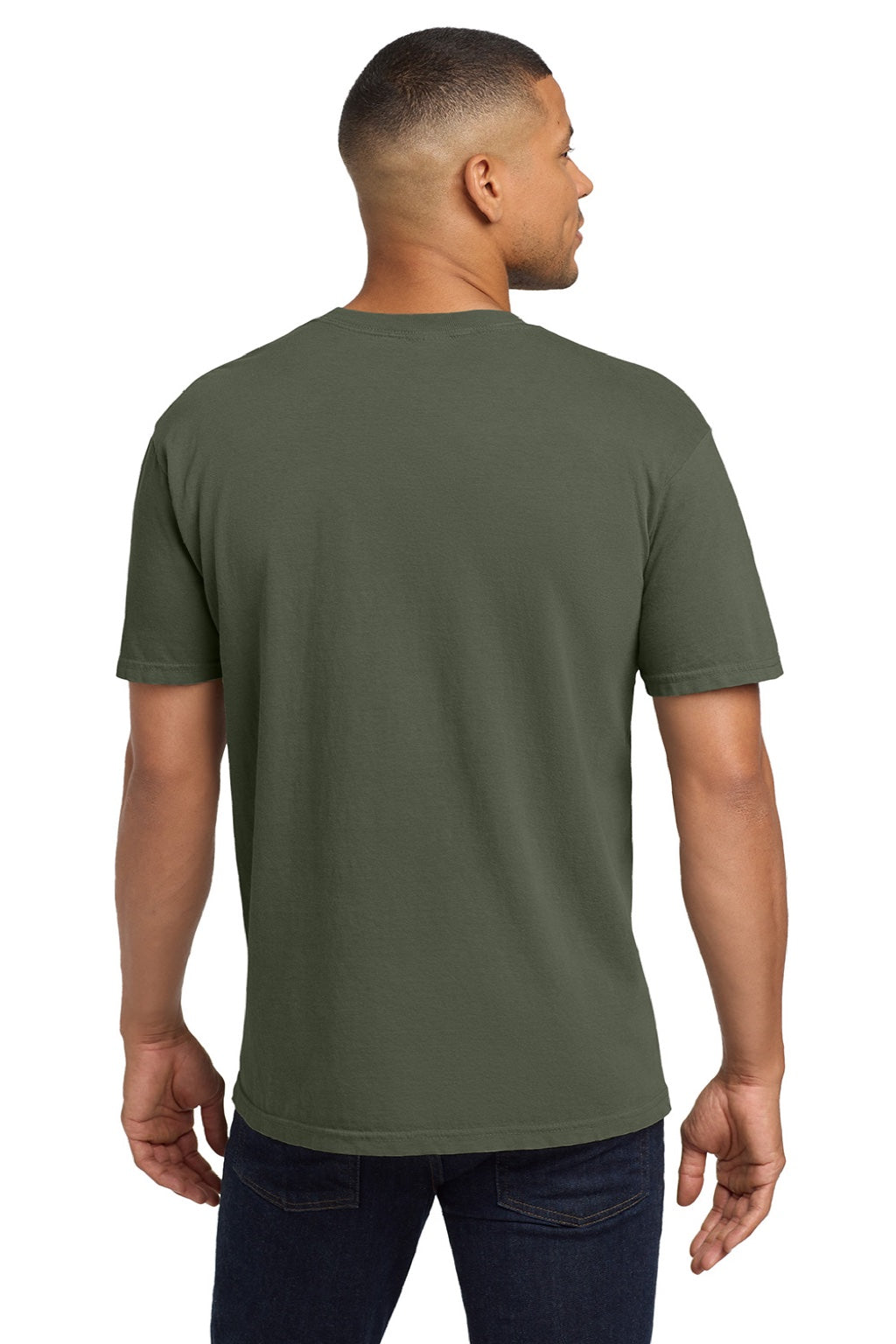 Comfort Colors 6030 Mens Short Sleeve Crewneck T-Shirt w/ Pocket Moss Green Model Back