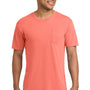 Comfort Colors Mens Short Sleeve Crewneck T-Shirt w/ Pocket - Neon Red Orange
