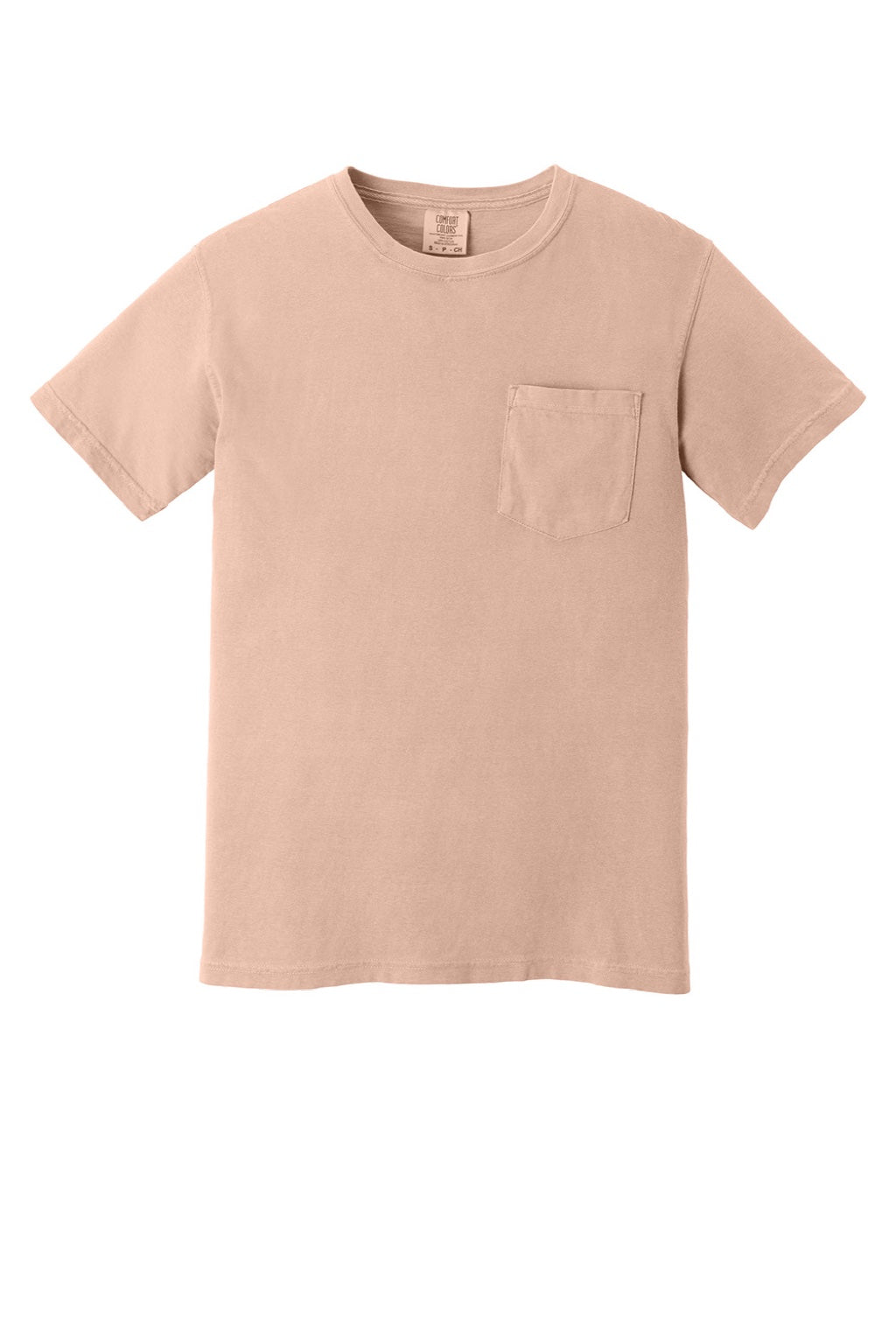Comfort Colors 6030 Mens Short Sleeve Crewneck T-Shirt w/ Pocket Peachy Flat Front