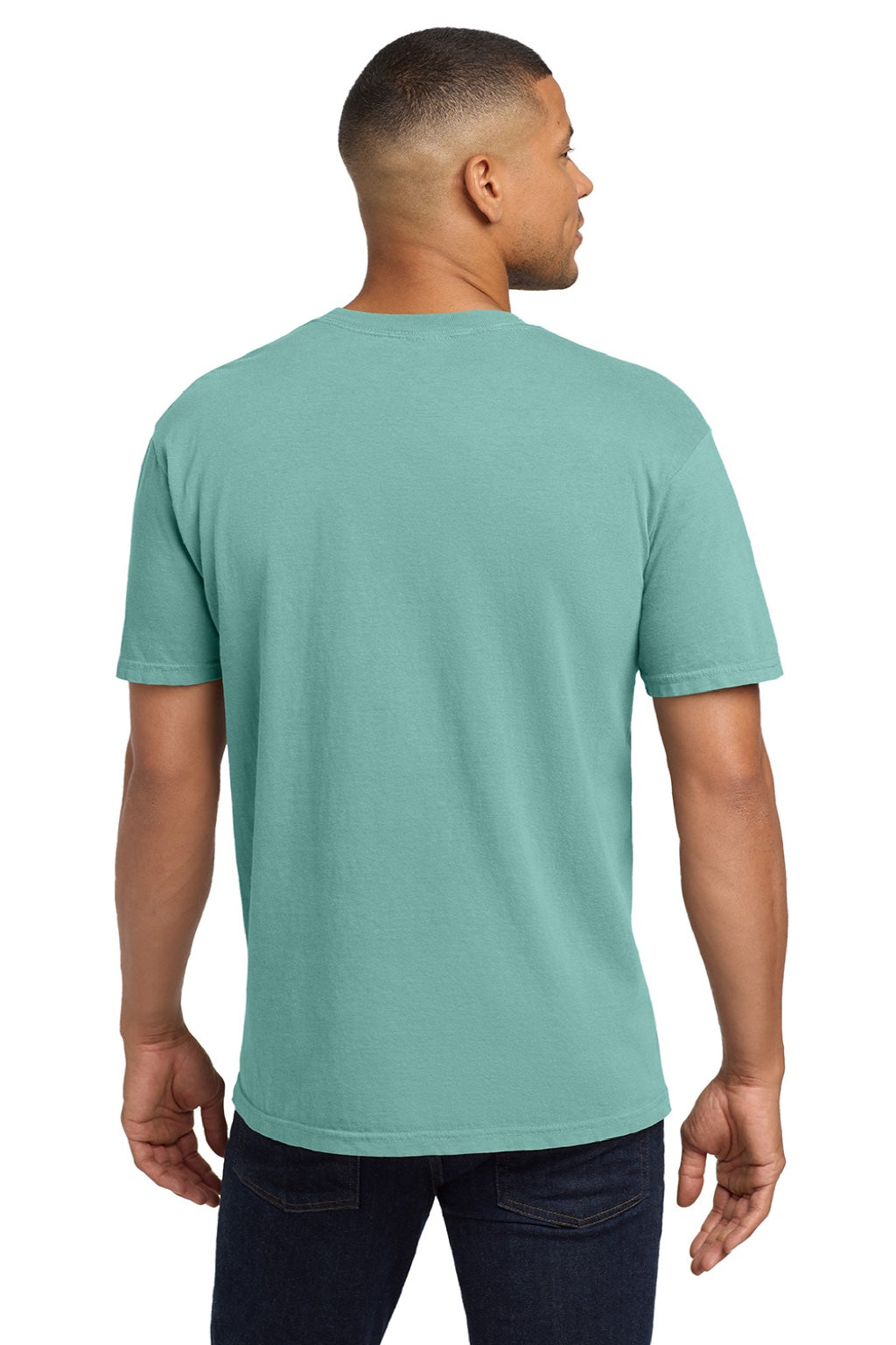 Comfort Colors 6030 Mens Short Sleeve Crewneck T-Shirt w/ Pocket Seafoam Green Model Back