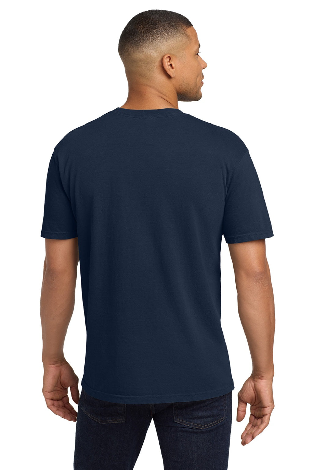 Comfort Colors 6030 Mens Short Sleeve Crewneck T-Shirt w/ Pocket True Navy Blue Model Back
