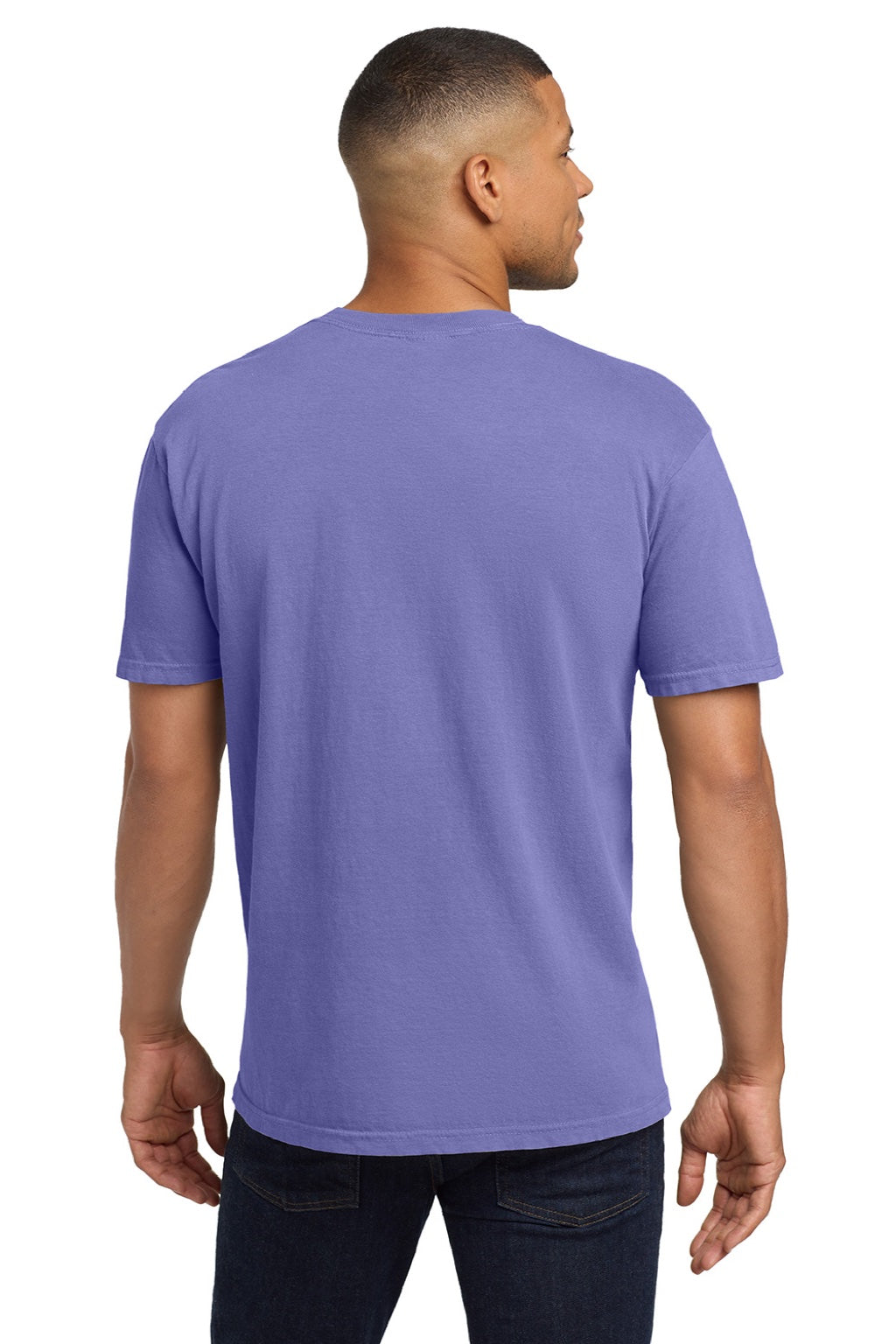 Comfort Colors 6030 Mens Short Sleeve Crewneck T-Shirt w/ Pocket Violet Purple Model Back