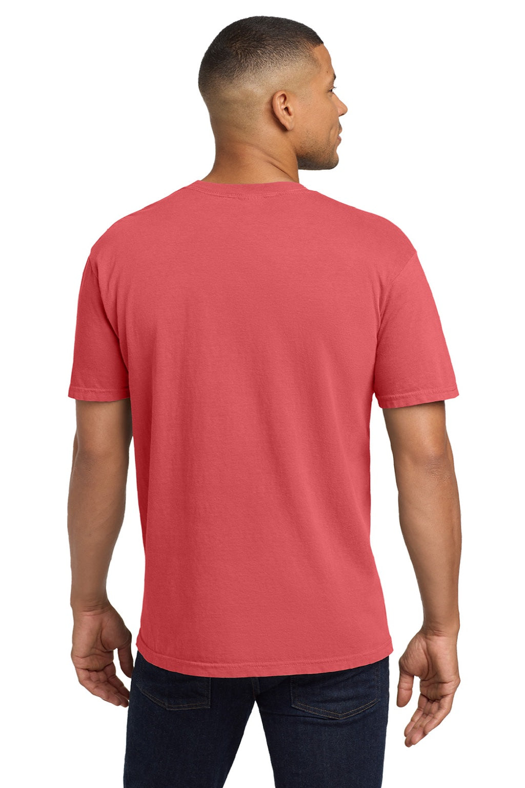 Comfort Colors 6030 Mens Short Sleeve Crewneck T-Shirt w/ Pocket Watermelon Pink Model Back