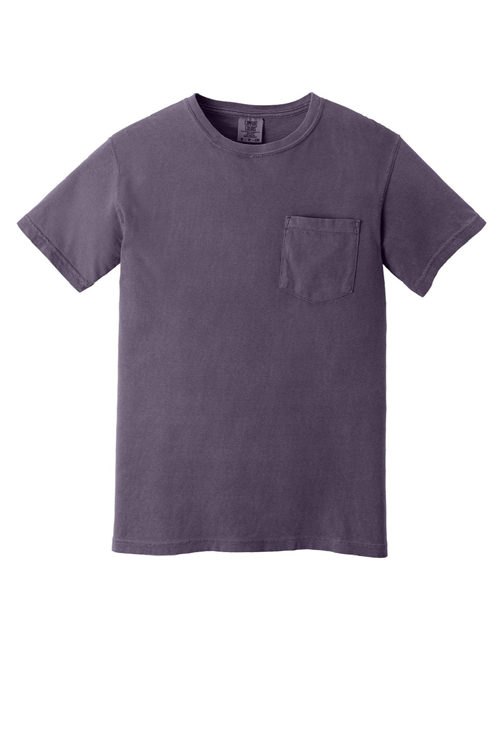 Comfort Colors 6030 Mens Short Sleeve Crewneck T-Shirt w/ Pocket Wine Flat Front