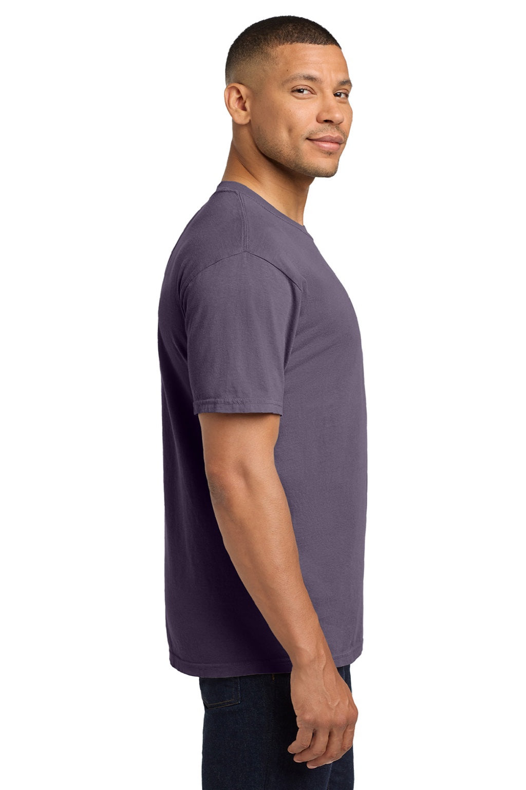 Comfort Colors 6030 Mens Short Sleeve Crewneck T-Shirt w/ Pocket Wine Model Side