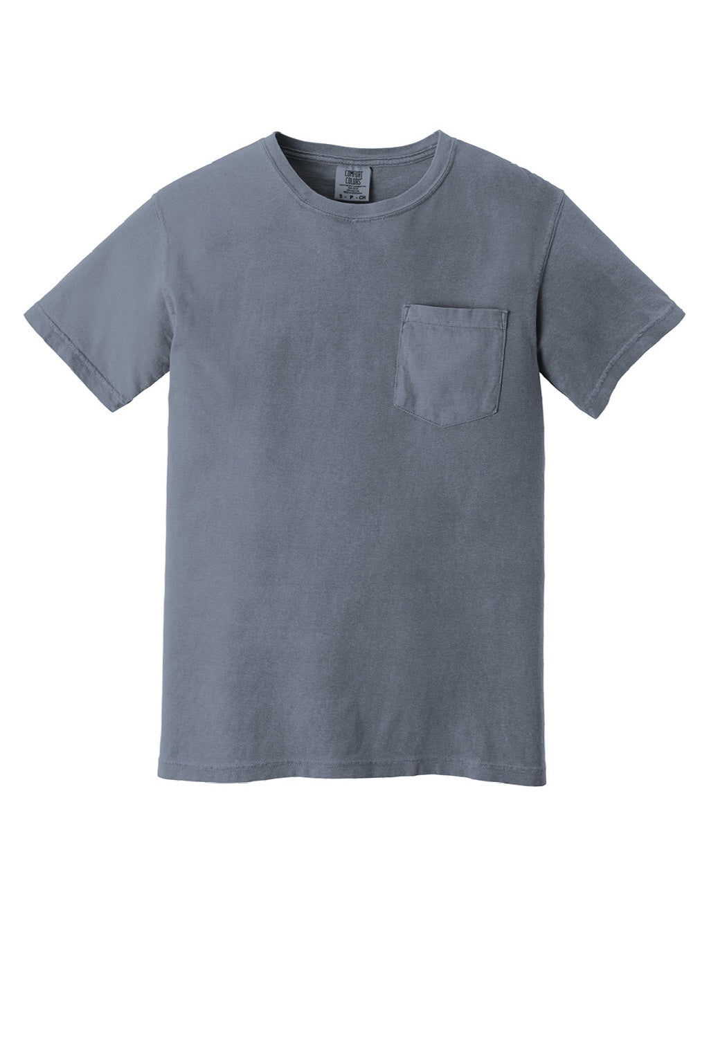 Comfort Colors 6030 Mens Short Sleeve Crewneck T-Shirt w/ Pocket Blue Jean Flat Front