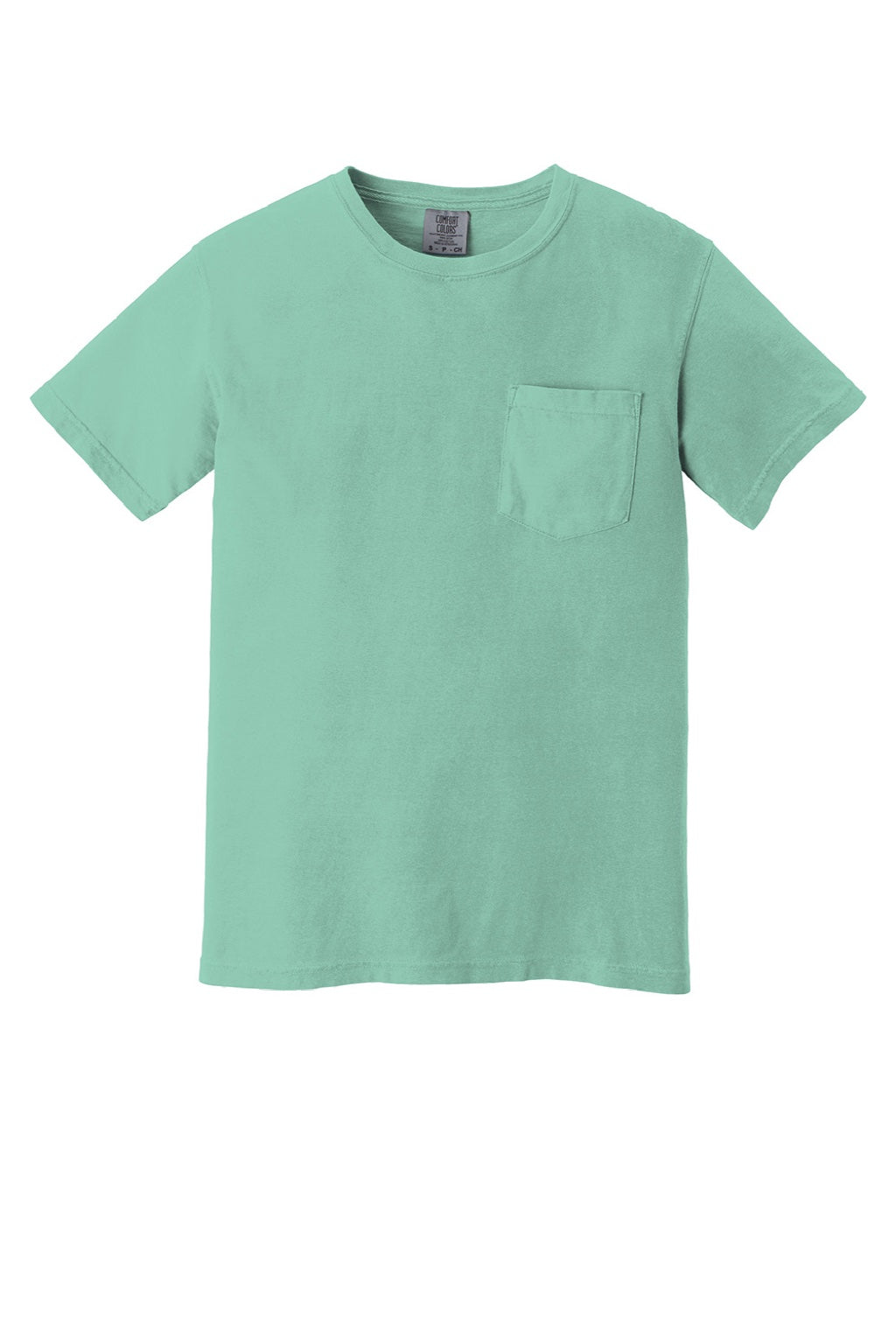Comfort Colors 6030 Mens Short Sleeve Crewneck T-Shirt w/ Pocket Chalky Mint Green Flat Front