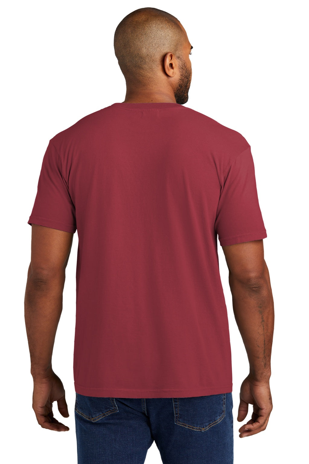 Comfort Colors 6030 Mens Short Sleeve Crewneck T-Shirt w/ Pocket Chili Red Model Back