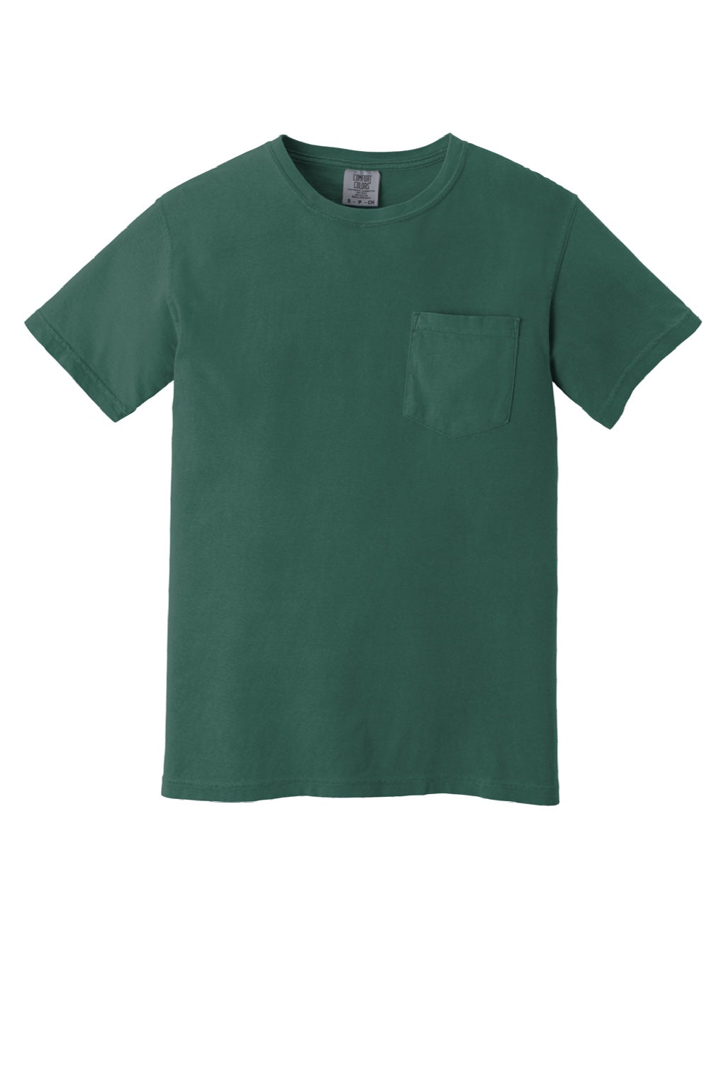 Comfort Colors 6030 Mens Short Sleeve Crewneck T-Shirt w/ Pocket Emerald Green Flat Front