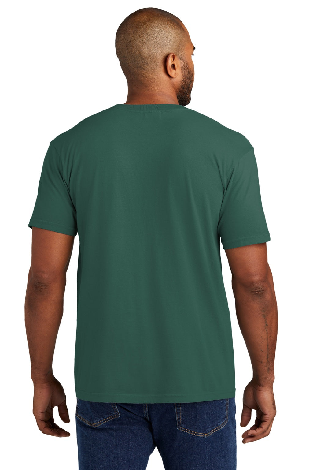 Comfort Colors 6030 Mens Short Sleeve Crewneck T-Shirt w/ Pocket Emerald Green Model Back