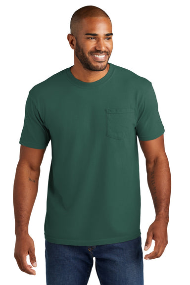 Comfort Colors 6030 Mens Short Sleeve Crewneck T-Shirt w/ Pocket Emerald Green Model Front