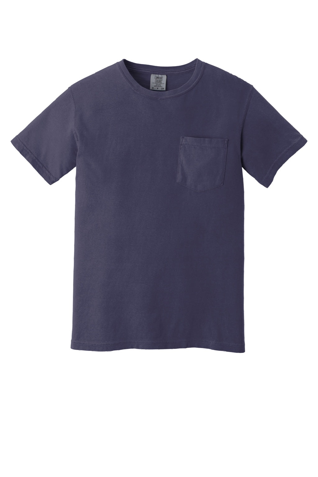 Comfort Colors 6030 Mens Short Sleeve Crewneck T-Shirt w/ Pocket Grape Purple Flat Front