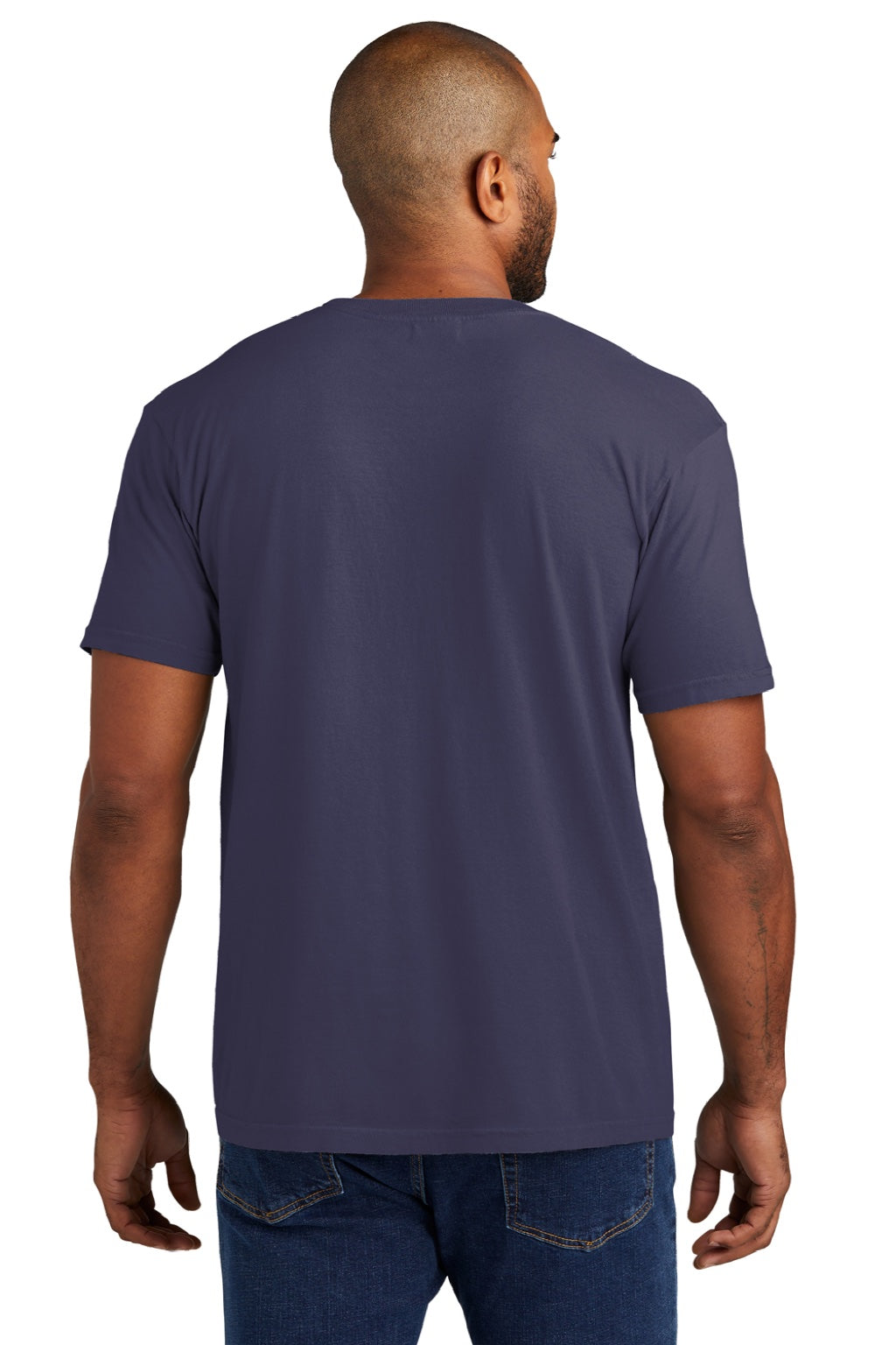 Comfort Colors 6030 Mens Short Sleeve Crewneck T-Shirt w/ Pocket Grape Purple Model Back