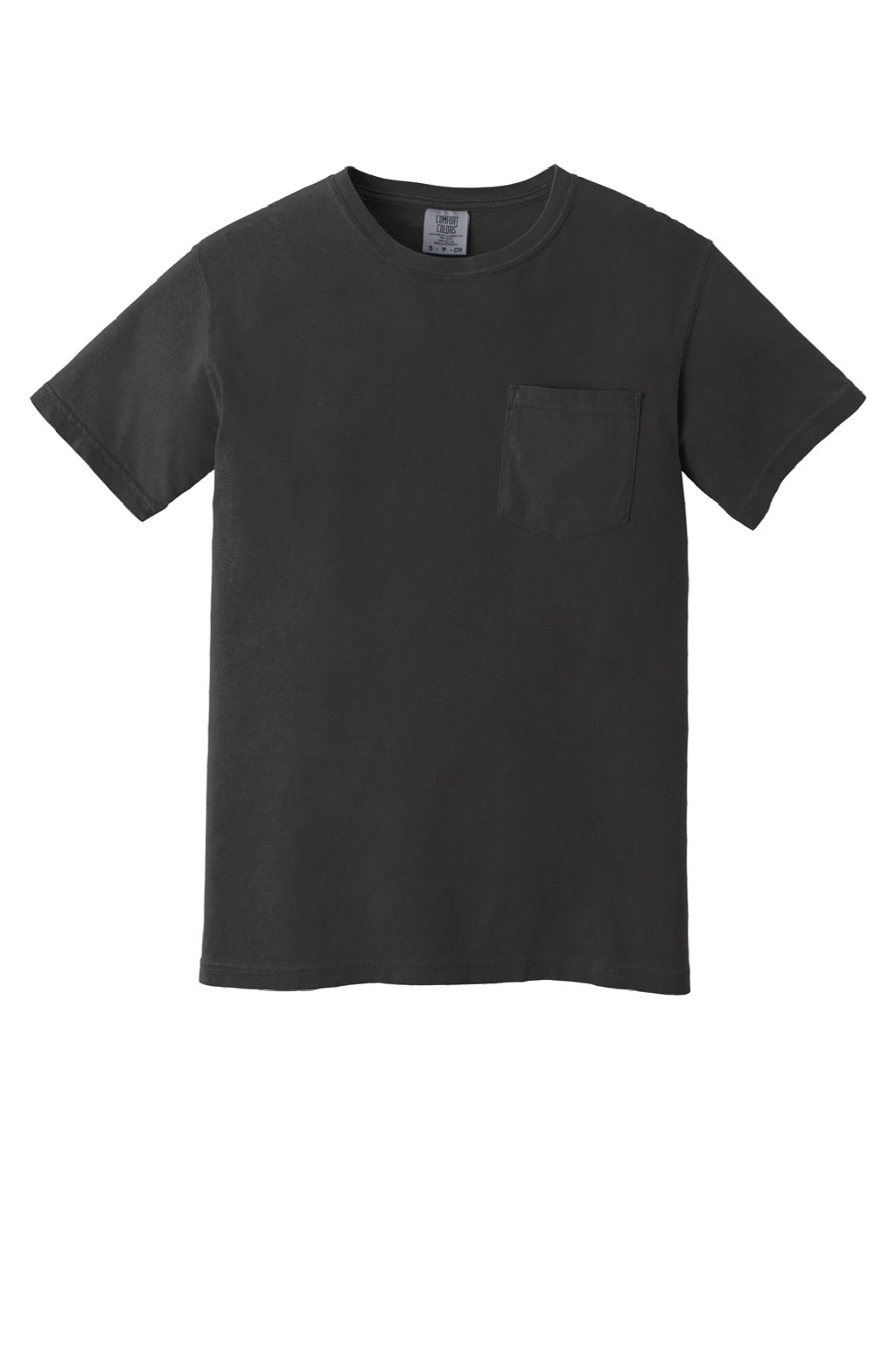 Comfort Colors 6030 Mens Short Sleeve Crewneck T-Shirt w/ Pocket Graphite Grey Flat Front