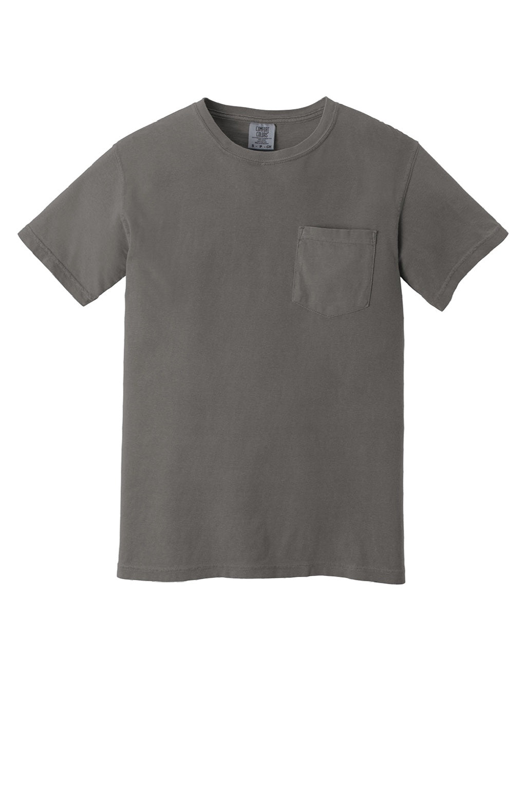 Comfort Colors 6030 Mens Short Sleeve Crewneck T-Shirt w/ Pocket Grey Flat Front