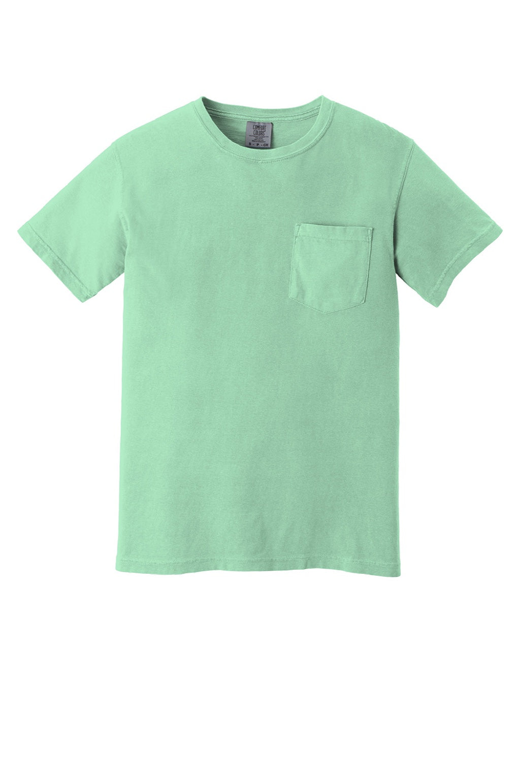 Comfort Colors 6030 Mens Short Sleeve Crewneck T-Shirt w/ Pocket Island Reef Green Flat Front