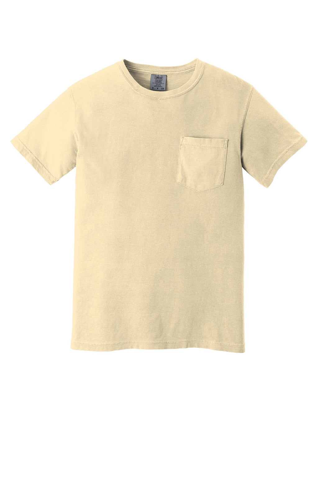 Comfort Colors 6030 Mens Short Sleeve Crewneck T-Shirt w/ Pocket Ivory Flat Front