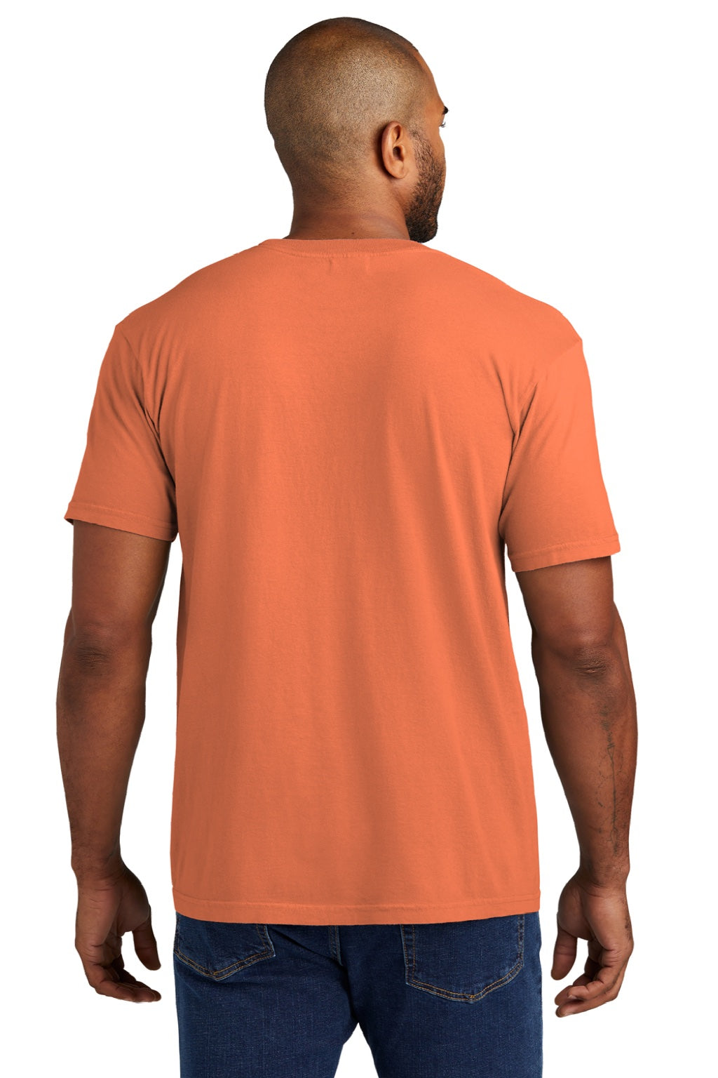 Comfort Colors 6030 Mens Short Sleeve Crewneck T-Shirt w/ Pocket Melon Orange Model Back