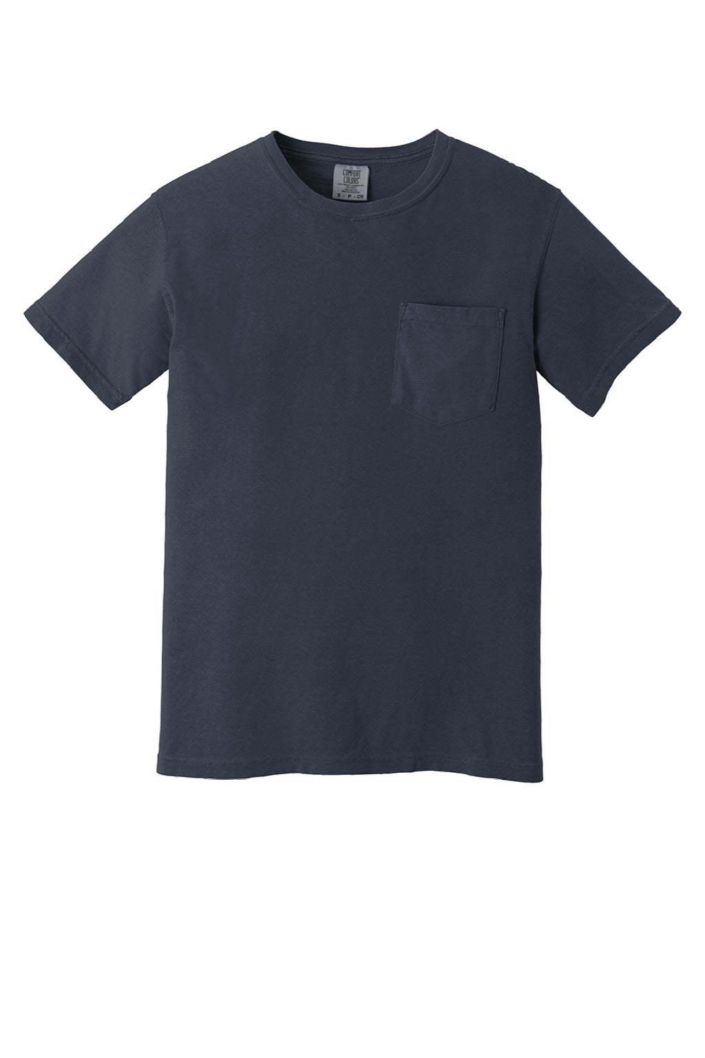 Comfort Colors 6030 Mens Short Sleeve Crewneck T-Shirt w/ Pocket Midnight Blue Flat Front