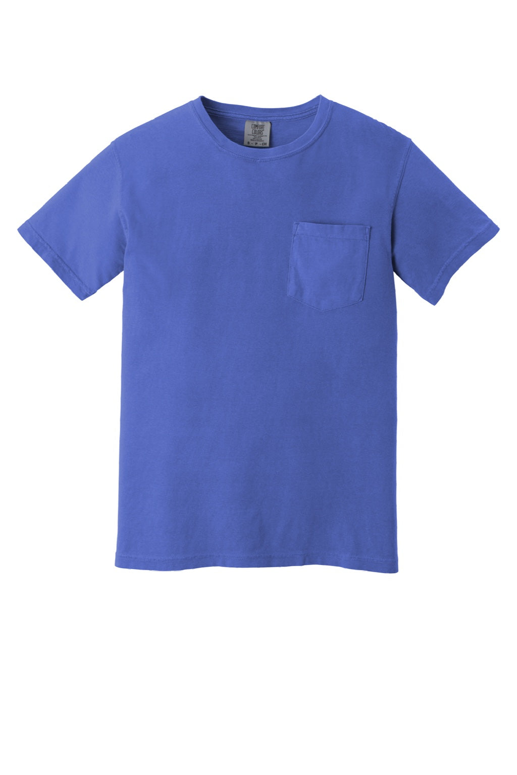 Comfort Colors 6030 Mens Short Sleeve Crewneck T-Shirt w/ Pocket Mystic Blue Flat Front