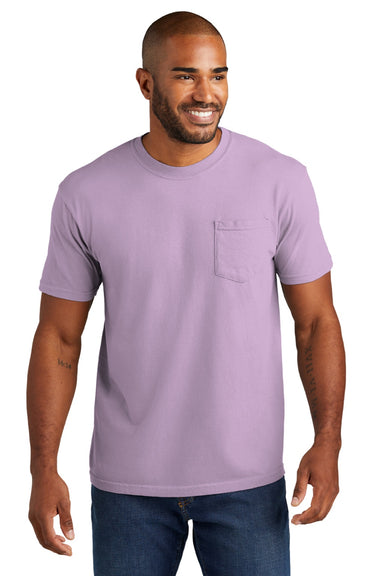 Comfort Colors 6030 Mens Short Sleeve Crewneck T-Shirt w/ Pocket Orchid Purple Model Front
