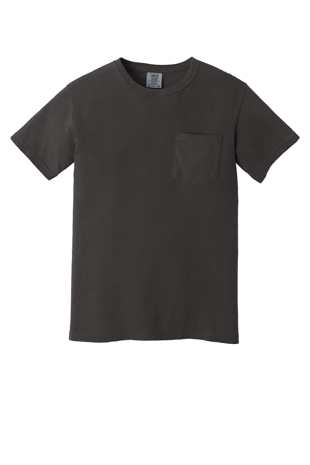 Comfort Colors 6030 Mens Short Sleeve Crewneck T-Shirt w/ Pocket Pepper Grey Flat Front