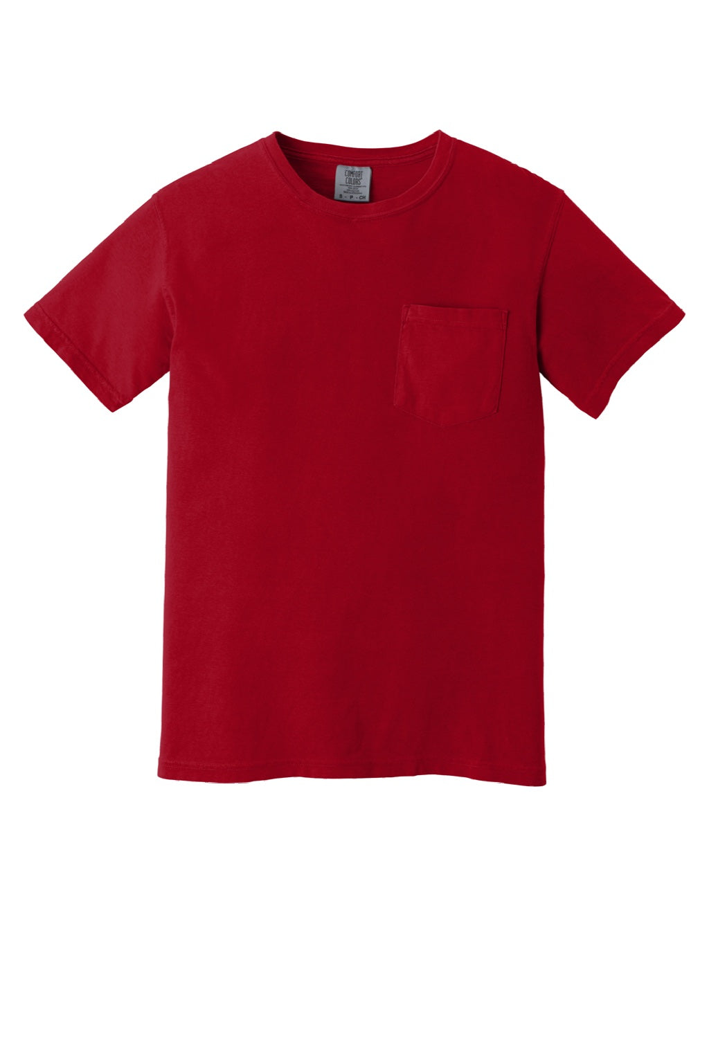 Comfort Colors 6030 Mens Short Sleeve Crewneck T-Shirt w/ Pocket Red Flat Front