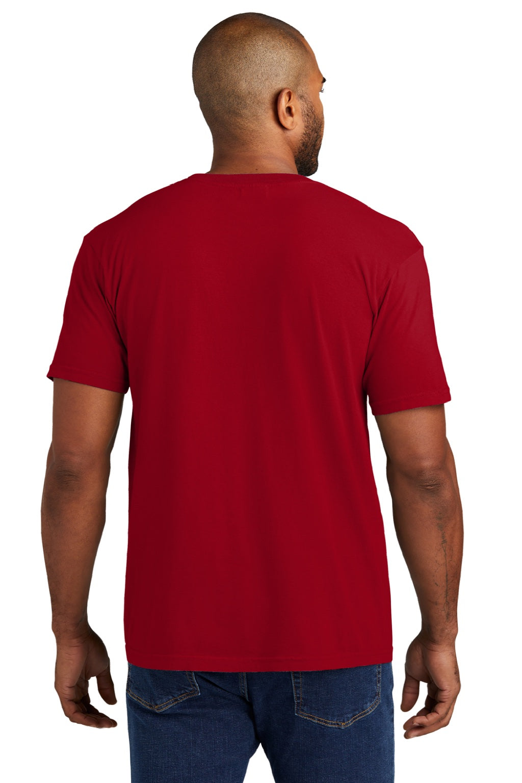 Comfort Colors 6030 Mens Short Sleeve Crewneck T-Shirt w/ Pocket Red Model Back